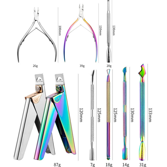 FABIYAN Nail Art Scissors Set Stainless Steel Nail Clippers Dead Skin Scissors Remover Steel Push, Specification: Set 4