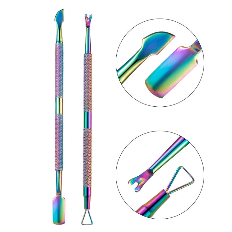 FABIYAN Stainless Steel Dead Skin Shear Steel Push Nail Art Tool Set, Specification: Set 2