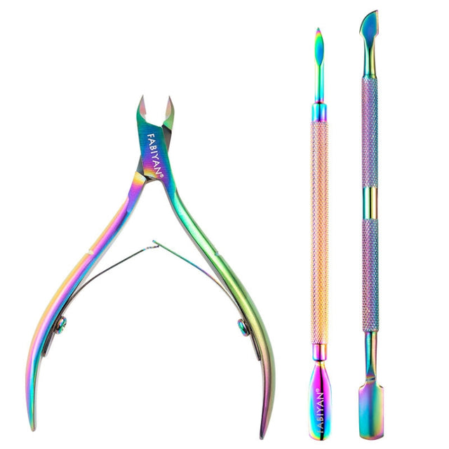 FABIYAN Stainless Steel Dead Skin Shear Steel Push Nail Art Tool Set, Specification:   Set 8