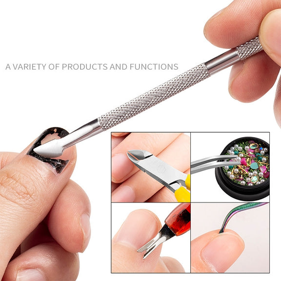 FABIYAN Stainless Steel Dead Skin Shear Steel Push Nail Art Tool Set, Specification:   Set 8