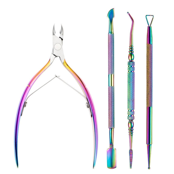 FABIYAN Stainless Steel Dead Skin Shear Steel Push Nail Art Tool Set, Specification:   Set 12
