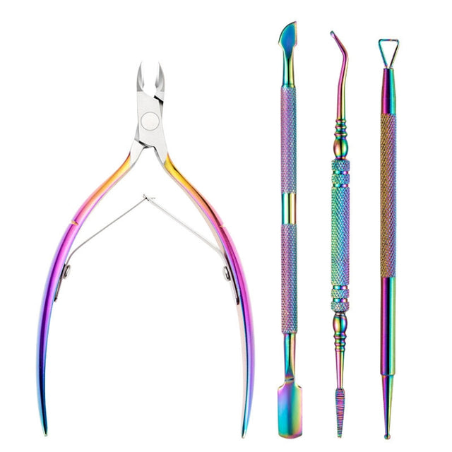 FABIYAN Stainless Steel Dead Skin Shear Steel Push Nail Art Tool Set, Specification:   Set 12