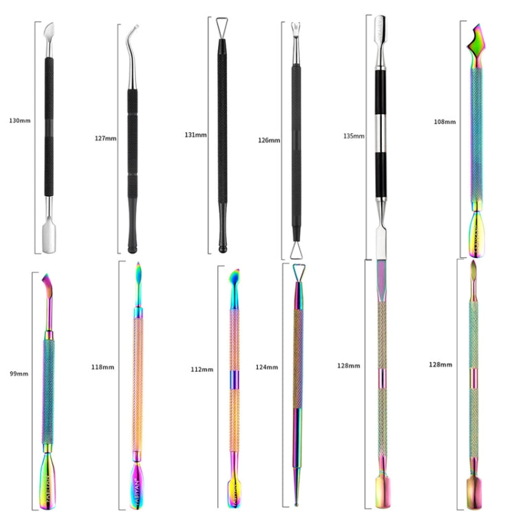 FABIYAN Stainless Steel Dead Skin Shear Steel Push Nail Art Tool Set, Specification:   Set 16