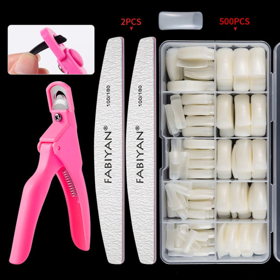 FABIYAN Nail Brush Nail Piece Set Nail Art Polishing Supplies Set, Specification: Natural Semi-sticked Small Set