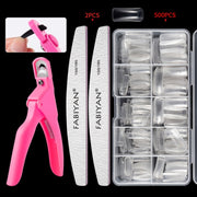 FABIYAN Nail Brush Nail Piece Set Nail Art Polishing Supplies Set, Specification: Transparent Semi-sticked Small Set