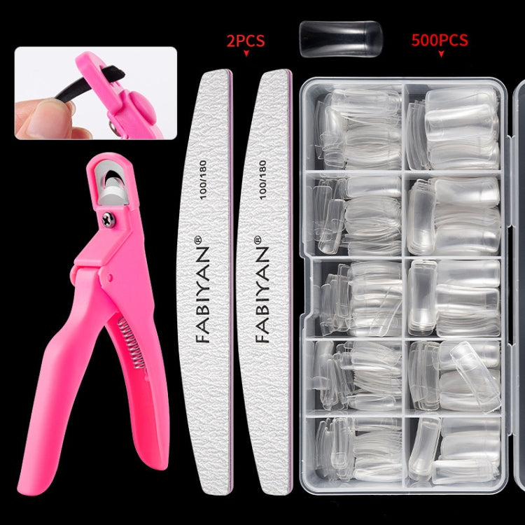 FABIYAN Nail Brush Nail Piece Set Nail Art Polishing Supplies Set, Specification: Transparent Semi-sticked Small Set