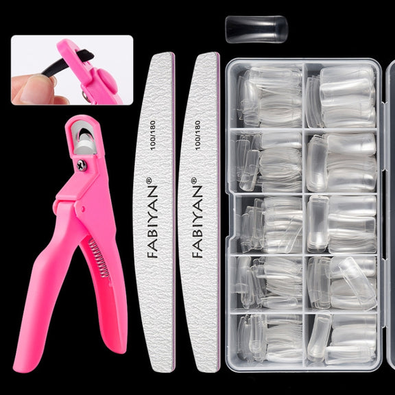 FABIYAN Nail Brush Nail Piece Set Nail Art Polishing Supplies Set, Specification: Transparent Semi-sticked Small Set