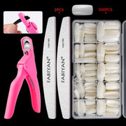 FABIYAN Nail Brush Nail Piece Set Nail Art Polishing Supplies Set, Specification: Natural Full-sticked Small Set