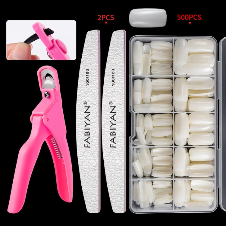 FABIYAN Nail Brush Nail Piece Set Nail Art Polishing Supplies Set, Specification: Natural Full-sticked Small Set