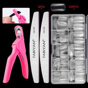 FABIYAN Nail Brush Nail Piece Set Nail Art Polishing Supplies Set, Specification: Transparent Full-sticked Small Set