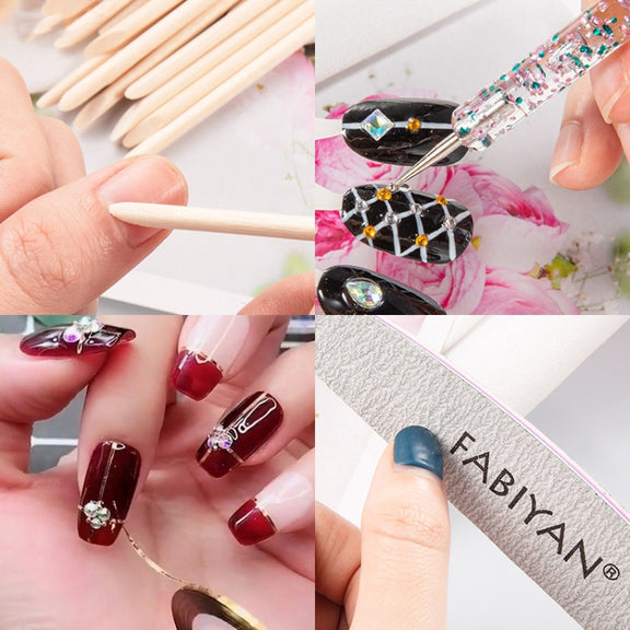 FABIYAN Nail Brush Nail Piece Set Nail Art Polishing Supplies Set, Specification: Natural Small Set