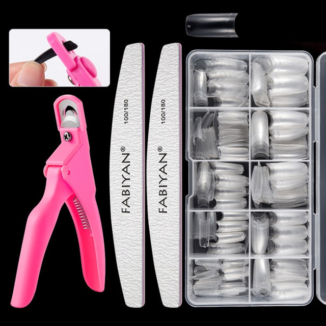 FABIYAN Nail Brush Nail Piece Set Nail Art Polishing Supplies Set, Specification: Transparent Small Set