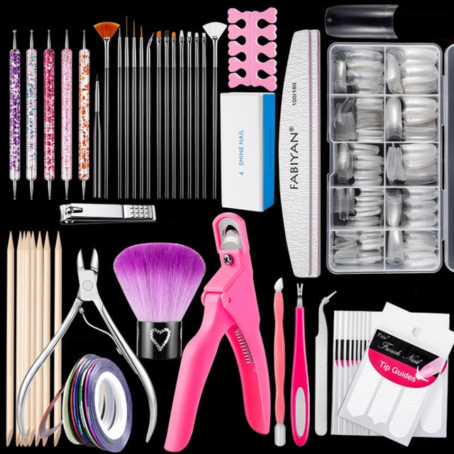 FABIYAN Nail Brush Nail Piece Set Nail Art Polishing Supplies Set, Specification: Transparent Big Set