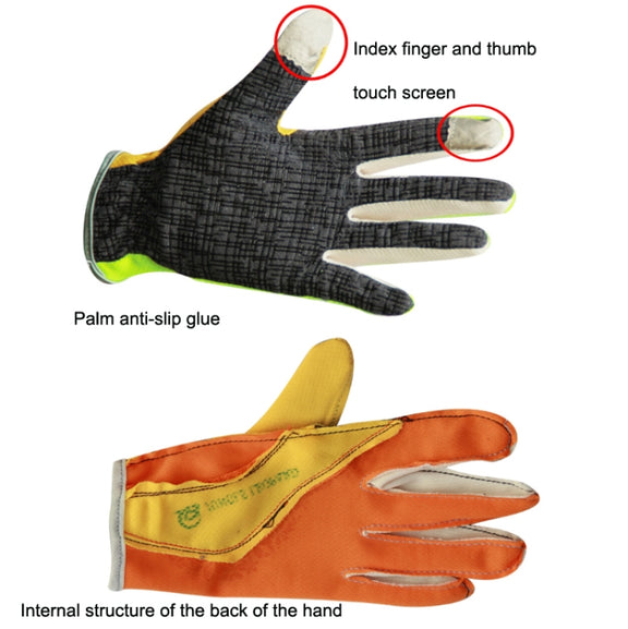 JUNGLE LEOPARD Outdoor Sports Mountaineering Full Finger Gloves Mesh Touch Screen Anti-Skid Gloves, Size: L(Lake Blue+Gray)