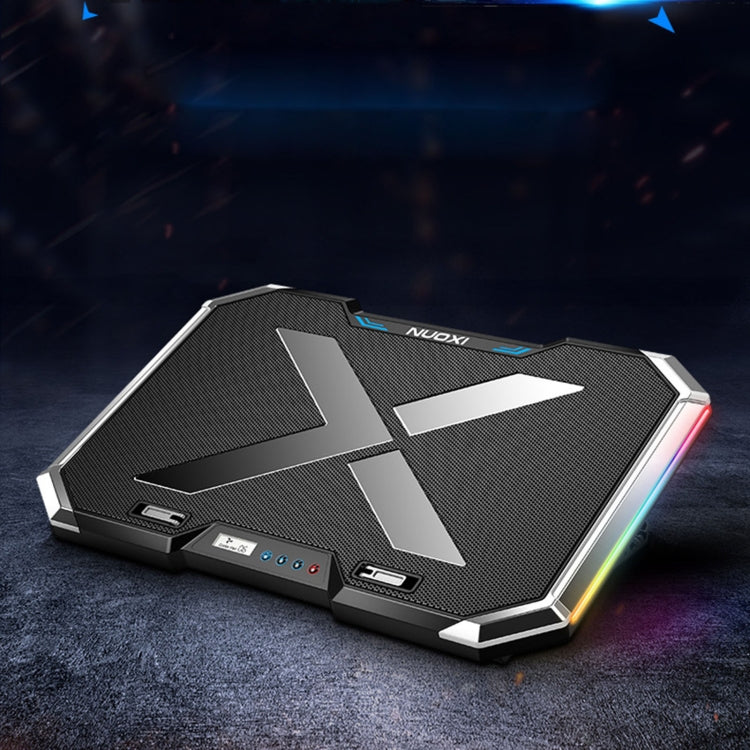 NUOXI Q8 Notebook Radiator LCD Screen Button Controllable RBG Luminescence Computer Cooling Base(Black) - free shipping - PMC Jewellery - Order now!