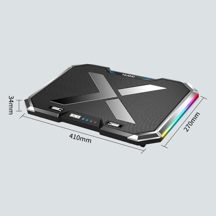 NUOXI Q8 Notebook Radiator LCD Screen Button Controllable RBG Luminescence Computer Cooling Base(Black) - free shipping - PMC Jewellery - Order now!