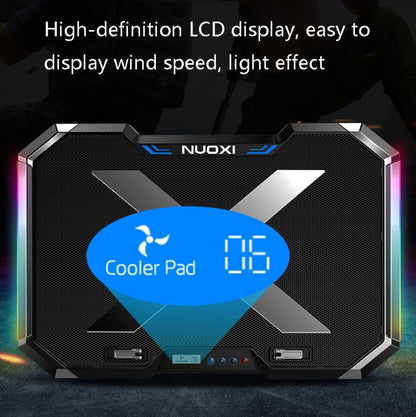 NUOXI Q8 Notebook Radiator LCD Screen Button Controllable RBG Luminescence Computer Cooling Base(Black) - free shipping - PMC Jewellery - Order now!