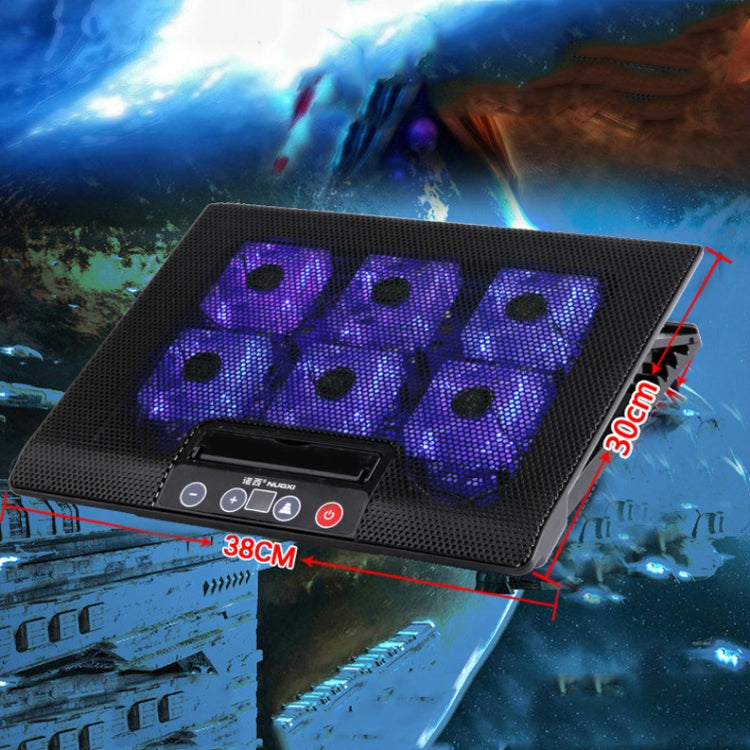 NUOXI M8 Laptop Radiator Multi-Angle Adjustment Six Fan Touch Screen Button Bracket(Black) - free shipping - PMC Jewellery - Order now!