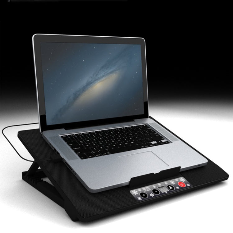 NUOXI M8 Laptop Radiator Multi-Angle Adjustment Six Fan Touch Screen Button Bracket(Black) - free shipping - PMC Jewellery - Order now!