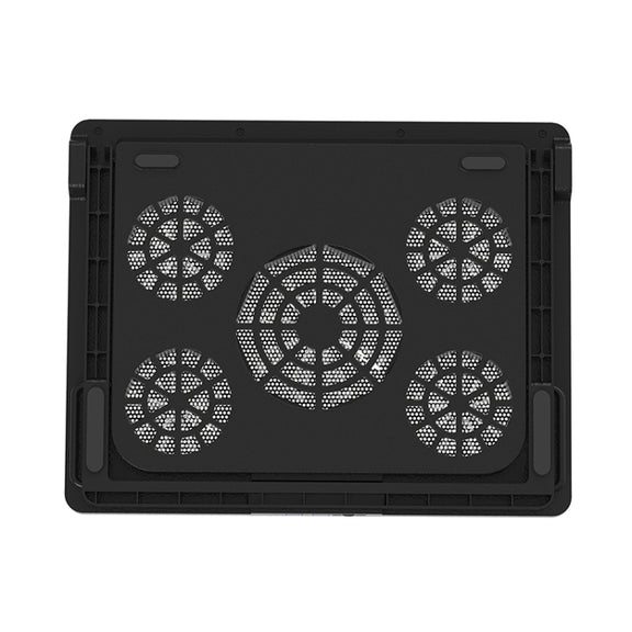 NUOXI S500 Double Switch Control Laptop Radiator Five-Fan Multi-Angle Adjustment Computer Base without Speed Regulation(Black)
