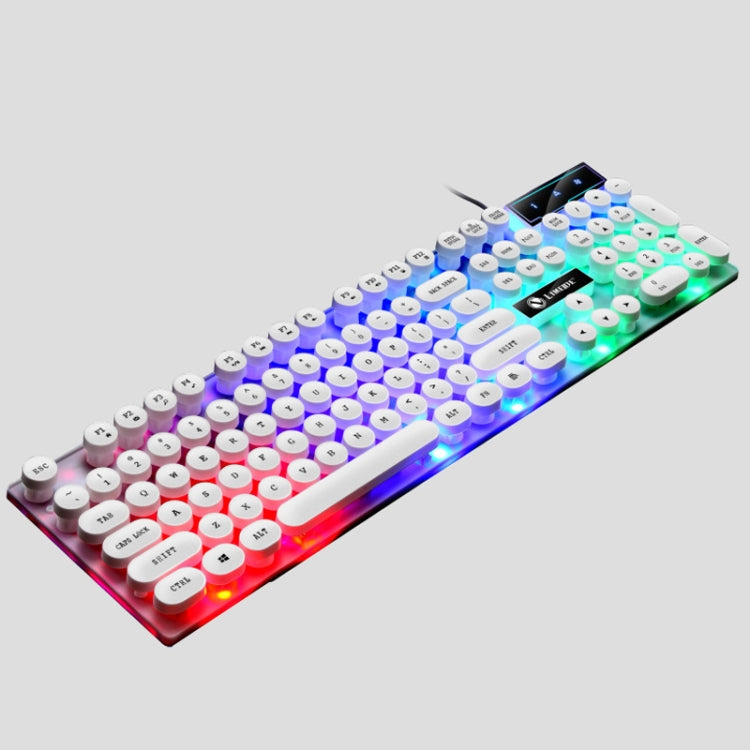 LIMEIDE GTX300 104 Keys Retro Round Key Cap USB Wired Mouse Keyboard, Cable Length: 1.4m, Colour: Punk Single Keyboard White - Wired Keyboard by LIMEIDE | Online Shopping South Africa | PMC Jewellery | Buy Now Pay Later Mobicred