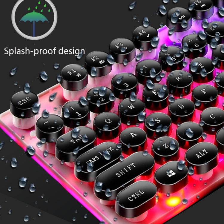 LIMEIDE GTX300 104 Keys Retro Round Key Cap USB Wired Mouse Keyboard, Cable Length: 1.4m, Colour: Punk Single Keyboard  Black - free shipping - PMC Jewellery - Order now!