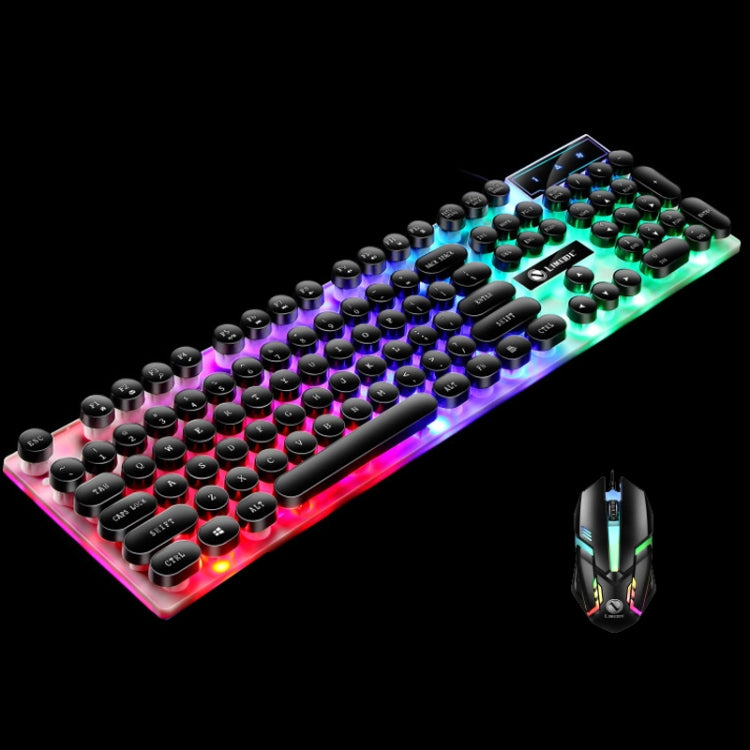 LIMEIDE GTX300 104 Keys Retro Round Key Cap USB Wired Mouse Keyboard, Cable Length: 1.4m, Colour: Punk Set Black - Wired Keyboard by LIMEIDE | Online Shopping South Africa | PMC Jewellery | Buy Now Pay Later Mobicred
