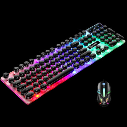 LIMEIDE GTX300 104 Keys Retro Round Key Cap USB Wired Mouse Keyboard, Cable Length: 1.4m, Colour: Punk Set Black - Wired Keyboard by LIMEIDE | Online Shopping South Africa | PMC Jewellery | Buy Now Pay Later Mobicred