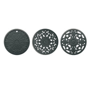3 in 1 Hollow Flower Silicone Heat Insulation Pad Anti-Scalding Pot Bowl Pad Set(Black)