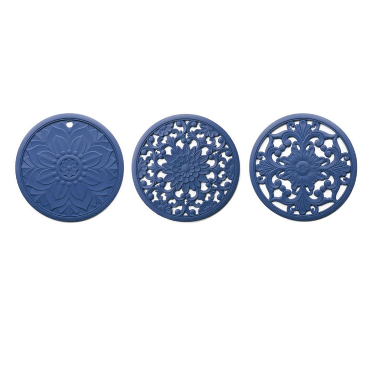 3 in 1 Hollow Flower Silicone Heat Insulation Pad Anti-Scalding Pot Bowl Pad Set(Blue) - Insulation by PMC TechLife | Online Shopping South Africa | PMC TechLife | Buy Now Pay Later Mobicred