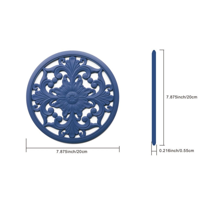 3 in 1 Hollow Flower Silicone Heat Insulation Pad Anti-Scalding Pot Bowl Pad Set(Blue)