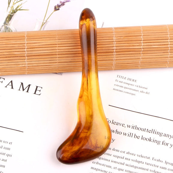 Resin Scraping Sheet Massage Facial Tendon Stick Beauty Salon Shave Board Acupuncture Pen, Color Classification: Amber Relaxing Stick