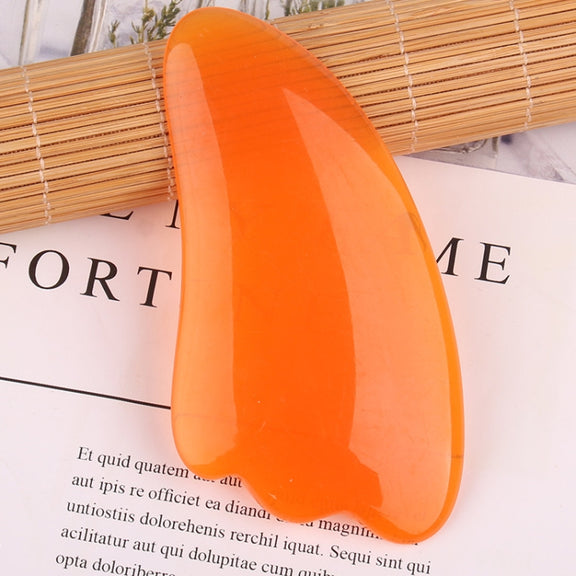 Resin Scraping Sheet Massage Facial Tendon Stick Beauty Salon Shave Board Acupuncture Pen, Color Classification: Resin Yellow Triangle