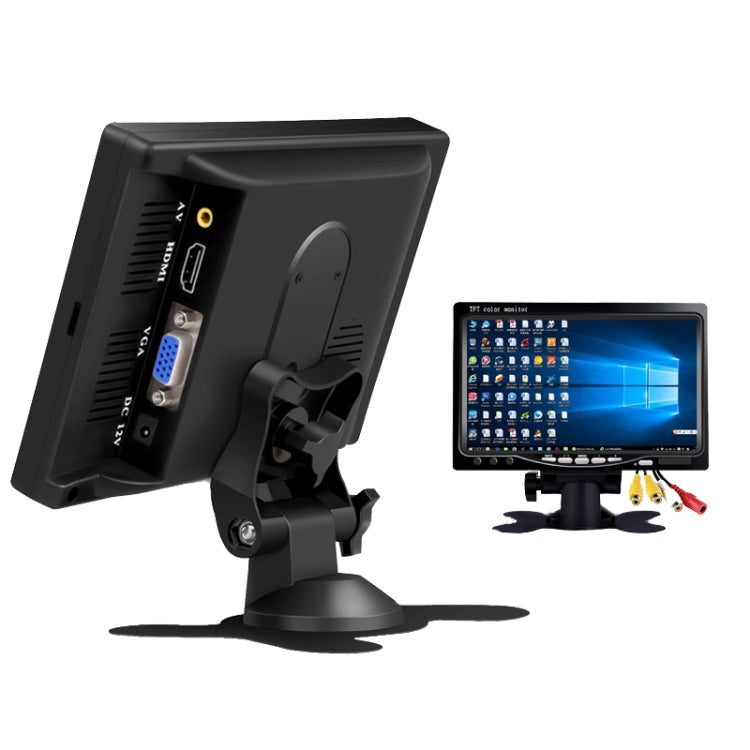 YB-700A-1 7 Inch 12/24V HD Car Monitor Display HDMI VGA AV Interface Home Computer Video Player Resolution: 1024 x 600