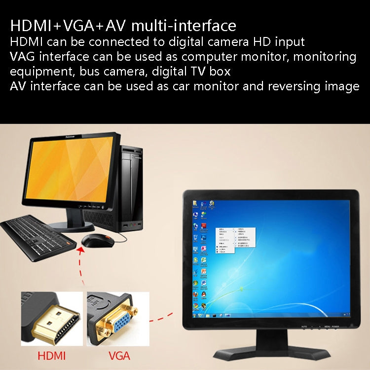 YB-700A-1 7 Inch 12/24V HD Car Monitor Display HDMI VGA AV Interface Home Computer Video Player Resolution: 1024 x 600