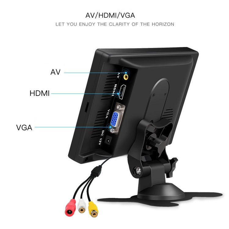 YB-700A-1 7 Inch 12/24V HD Car Monitor Display HDMI VGA AV Interface Home Computer Video Player Resolution: 1024 x 600 - Rearview Monitors by PMC TechLife | Online Shopping South Africa | PMC TechLife | Buy Now Pay Later Mobicred