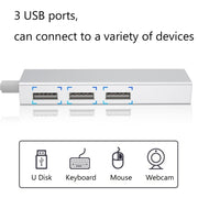 YH-U1009 3 x USB 3.0 + RJ45 to USB 3.0 External Drive-Free HUB for Laptops, Random Color Delivery