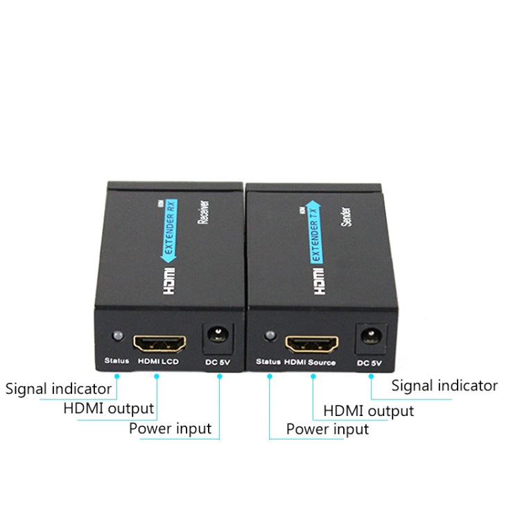 HDY-60 HDMI to RJ45 60m Extender Single Network Cable to For HDMI Signal Amplifier(UK Plug)