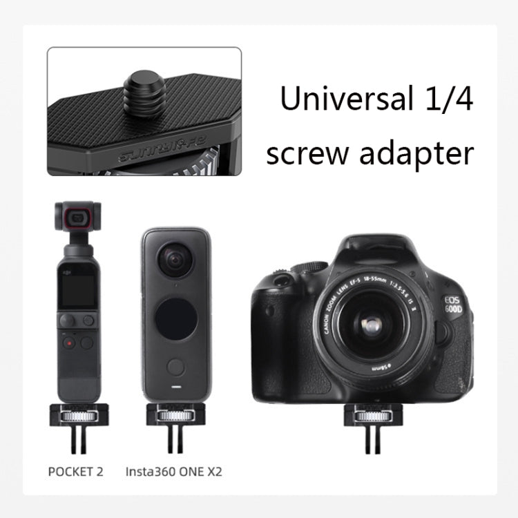 Sunnylife 1/4 inch Metal Adjustable Adapter For DJI Pocket 2 / FIMI PALM 2 / Insta360 One X-2(Dark Grey)