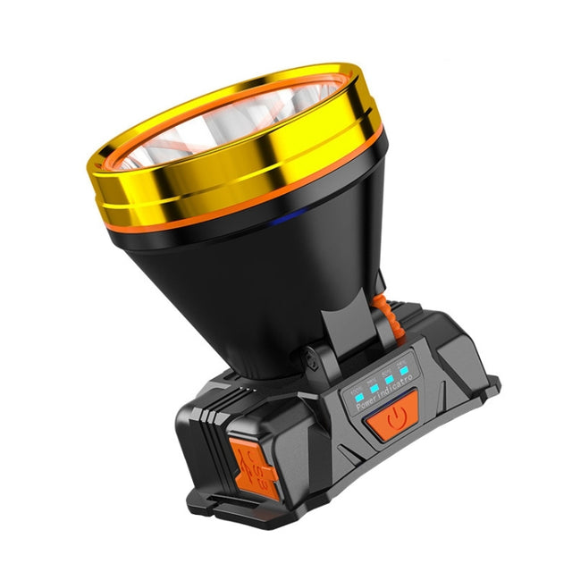 LED Night Fishing Charge Head Light Outdoor Camping Fishing Miner Light Searchlight Head-Mounted Flashlight With Charge Display, Colour: 40 Lamp Beads Yellow Light