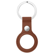 Anti-scratch Top-layer Cowhide Leather Protective Cover with Hanging Buckle for AirTag(Brown)