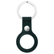 Anti-scratch Top-layer Cowhide Leather Protective Cover with Hanging Buckle for AirTag(Ink Green)