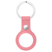Anti-scratch Top-layer Cowhide Leather Protective Cover with Hanging Buckle for Airtag(Pink)