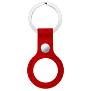 Anti-scratch Top-layer Cowhide Leather Protective Cover with Hanging Buckle for AirTag(Big Red)
