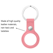 Anti-scratch Top-layer Cowhide Leather Protective Cover with Hanging Buckle for AirTag(Brown)