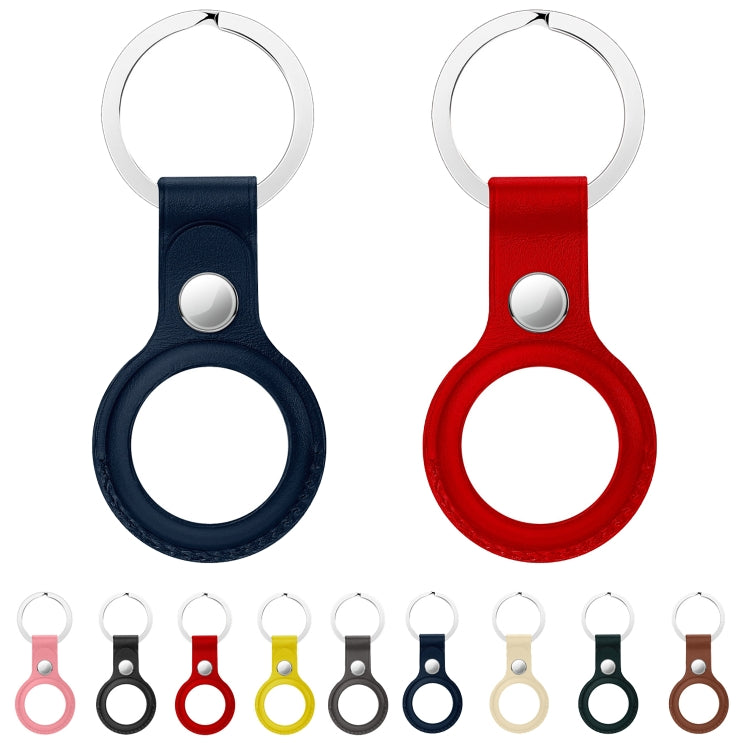 Anti-scratch Top-layer Cowhide Leather Protective Cover with Hanging Buckle for AirTag(Ink Green) - Other by PMc TechLife | Online Shopping South Africa | PMc TechLife | Buy Now Pay Later Mobicred