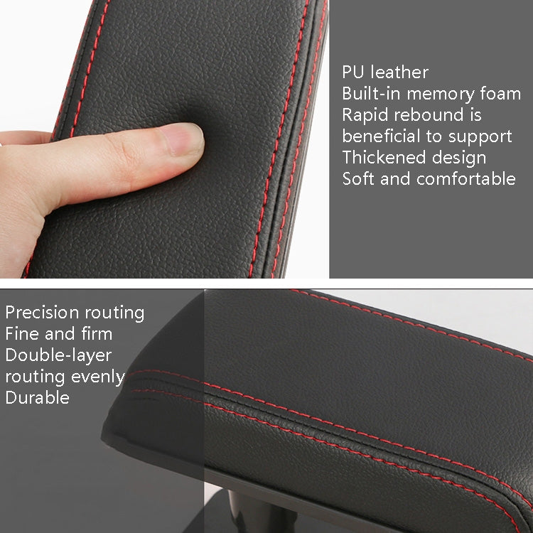 Car Arm Handle Seat Left Hand Elbow Tray Universal Leather Increasing Pad Central Armrest Box(Black+Black line) - Seat Accessories by PMC TechLife | Online Shopping South Africa | PMC TechLife | Buy Now Pay Later Mobicred
