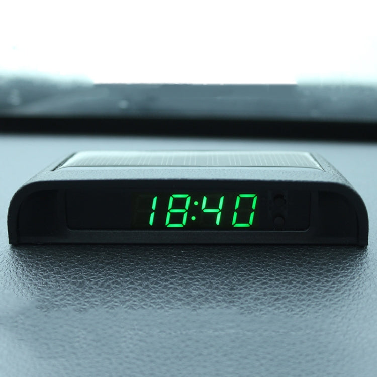 Solar Night Light Car Clock Automotive Electronic Clock Temperature Time+Date+Week+Temperature(Green Light) - Clocks & Car Meters by PMC Jewellery | Online Shopping South Africa | PMC Jewellery | Buy Now Pay Later Mobicred