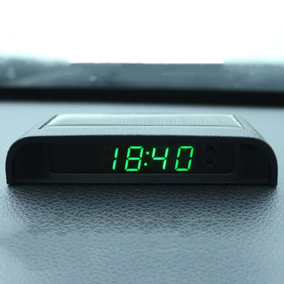 Solar Night Light Car Clock Automotive Electronic Clock Temperature Time+Date+Week+Temperature(Green Light) - Clocks & Car Meters by PMC Jewellery | Online Shopping South Africa | PMC Jewellery | Buy Now Pay Later Mobicred
