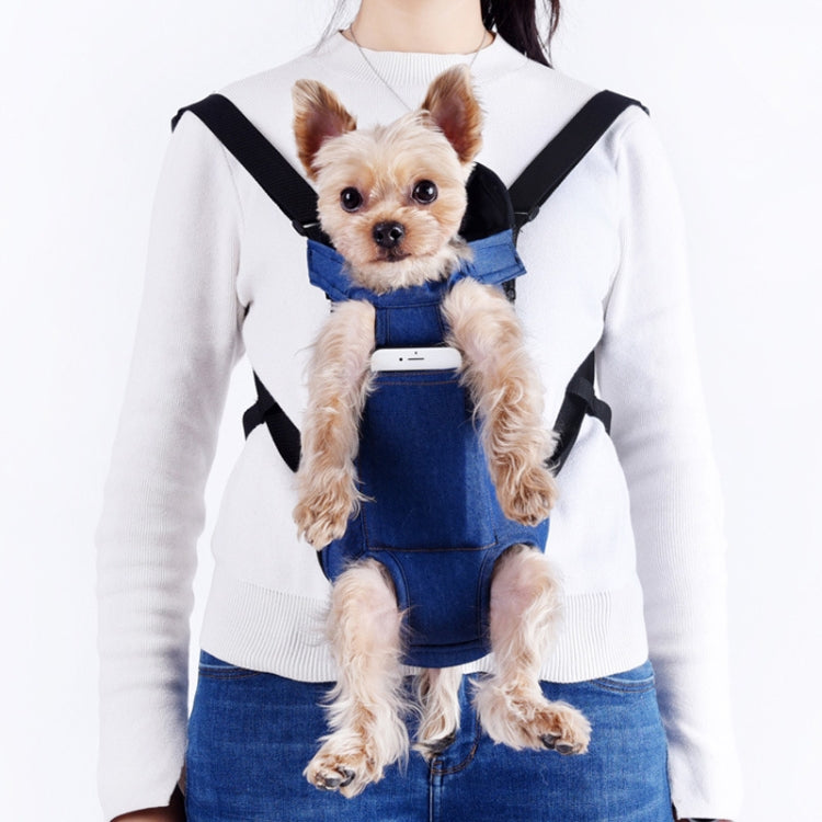 Dog Going Out Foldable On Chest Backpack Pet Carrier Bag, Colour: Blue Denim (Four Seasons)(M) - Pet Bags by PMC TechLife | Online Shopping South Africa | PMC TechLife